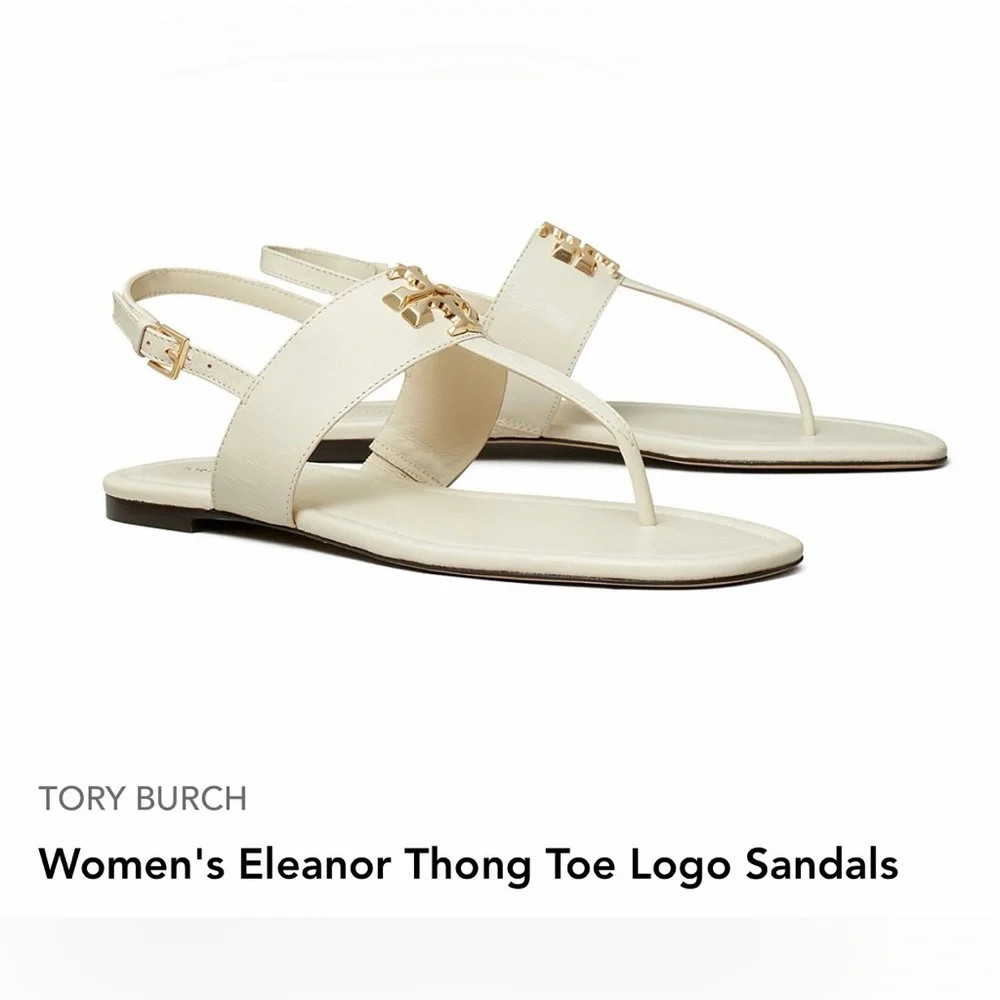 NIB TORY BURCH Women's Eleanor Thong Toe Logo Sandals